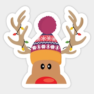 Rudolph Red Nosed Reindeer is looking at you on Christmas day Sticker